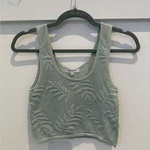 Madewell Sage Green Palm-Stitch Crop Sweater Tank